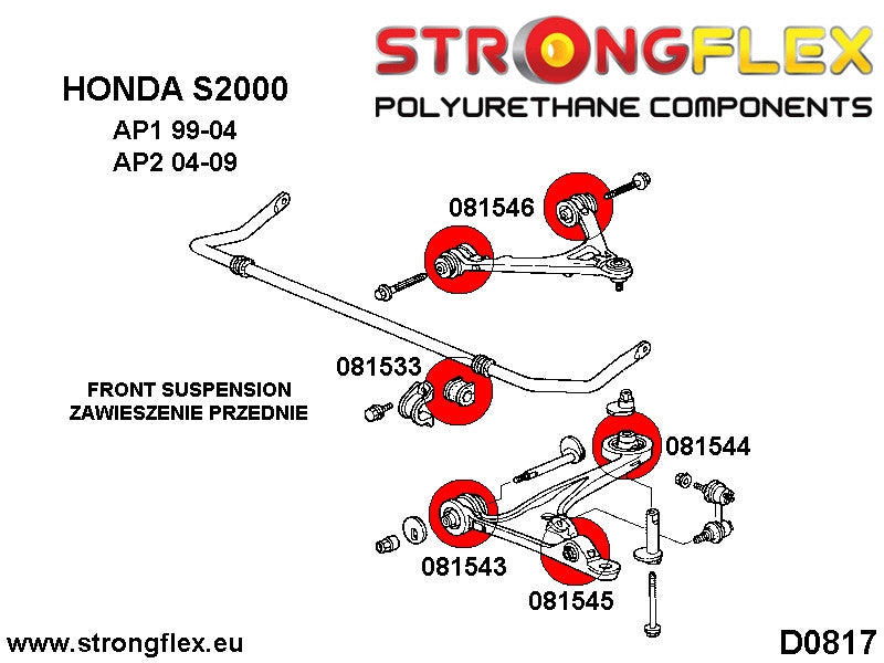 086154A Full suspension bush kit AP2 SPORT Sport (Yellow) Honda S2000 AP2 (04-09)