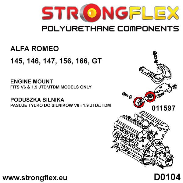 011597B Engine mount stabiliser Standard (Red) Alfa Romeo 147 (00-10) type 937