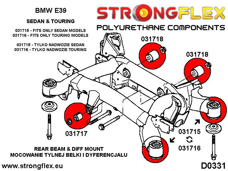 031715A Rear beam mount bush SPORT Sport (Yellow) BMW Seria 5 IV (95-03) E39