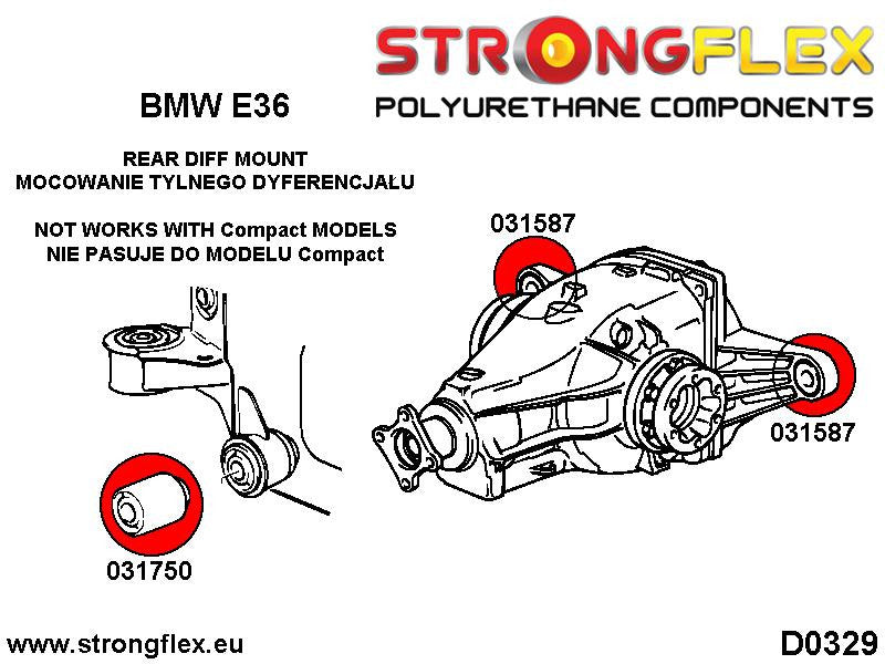 031750A Rear differential front mount bush SPORT Sport (Yellow) BMW Seria 3 III (90-99) E36