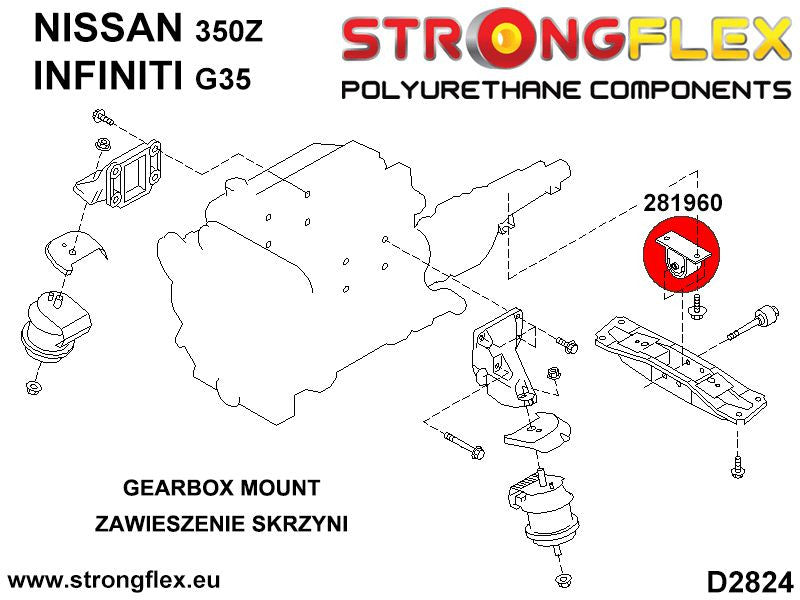 281960B Gearbox mount inserts Standard (Red) Nissan 350Z (02-08) Z33