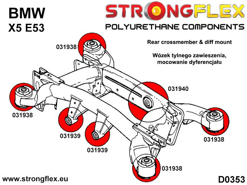 036244B Rear subframe bush kit Standard (Red) BMW X5 I (99-06) E53