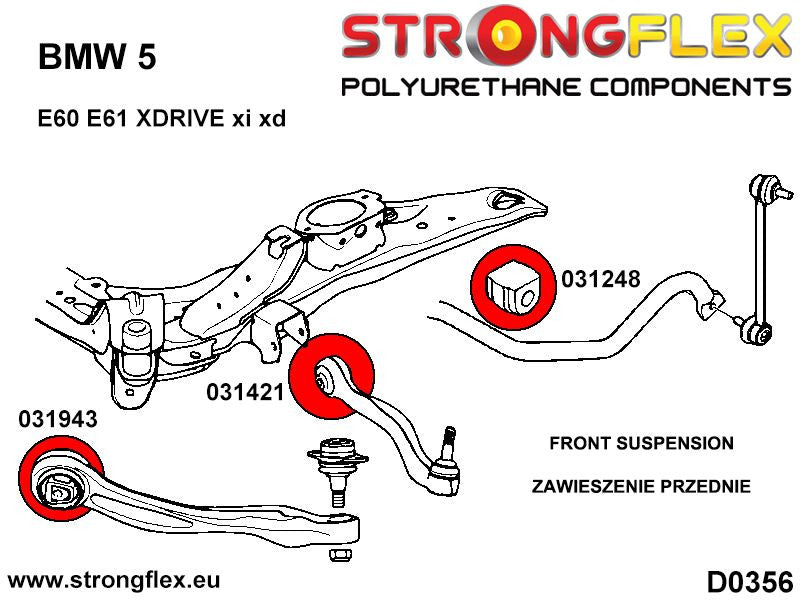 031943A Front radius arm to chassis bush SPORT Sport (Yellow) BMW Seria 5 V (03-10) E60 / E61
