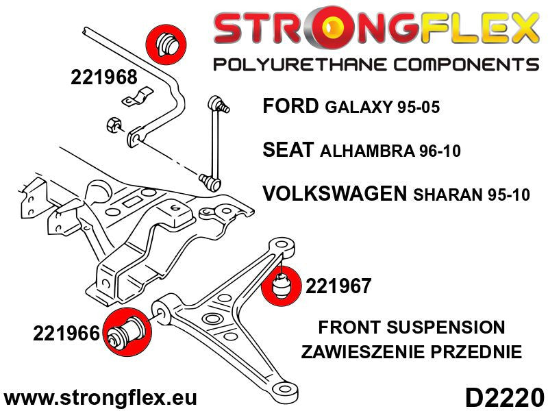 221968A Front anti roll bar bush SPORT Sport (Yellow) Seat Alhambra I (96-10) 7M