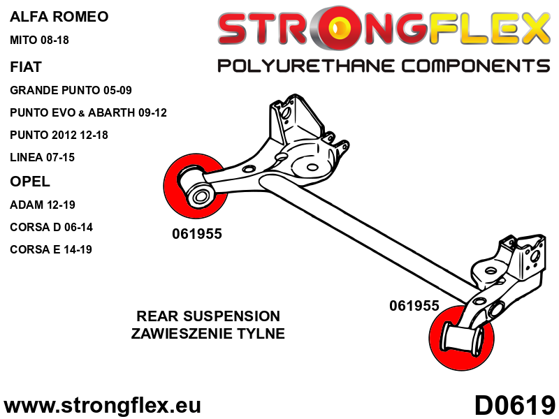066040A Front suspension and ream beam bush kit SPORT Sport (Yellow) Alfa Romeo Mito (08-18) type 955