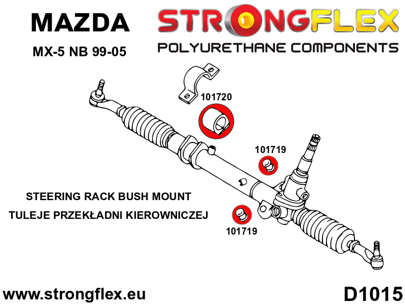 101719A Steering rack bush SPORT Sport (Yellow) Mazda MX-5 / Miata / Roadster II (99-05) NB
