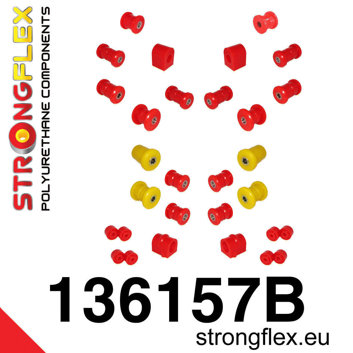 136157B Full suspension polyurethane bush kit Standard (Red) Opel / Vauxhall Ascona B (75-81)