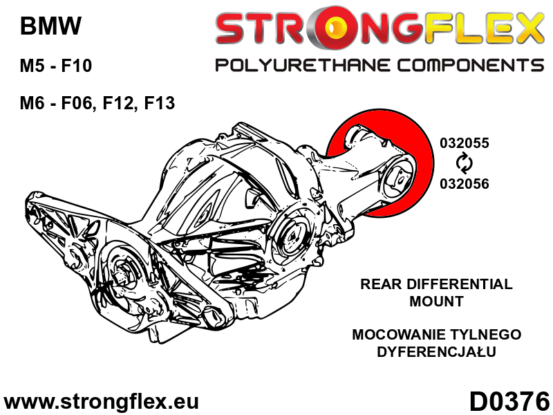 032055A Rear differential bush insert SPORT Sport (Yellow) BMW Seria 5 VI (09-17) F10 / F11 / F07