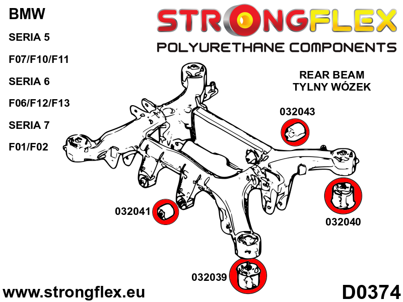 036065A Full suspension polyurethane bush kit SPORT Sport (Yellow) BMW Seria 5 VI (09-17) F10 / F11 / F07