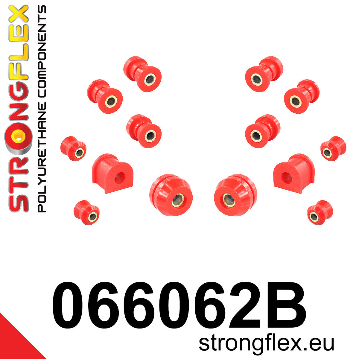066062B Front suspension bush kit Standard (Red) Fiat 125P 1300/1500 (67-91)