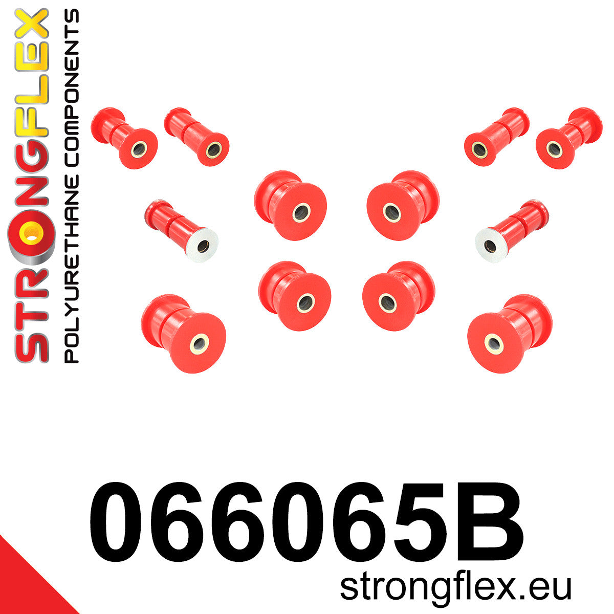 066065B Rear suspension bush kit Standard (Red) Fiat 125P 1300/1500 (67-91)