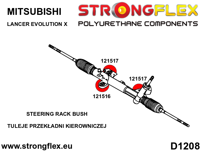 126145A Steering rack mount bush kit SPORT Sport (Yellow) Mitsubishi Lancer Evolution X (07-16)
