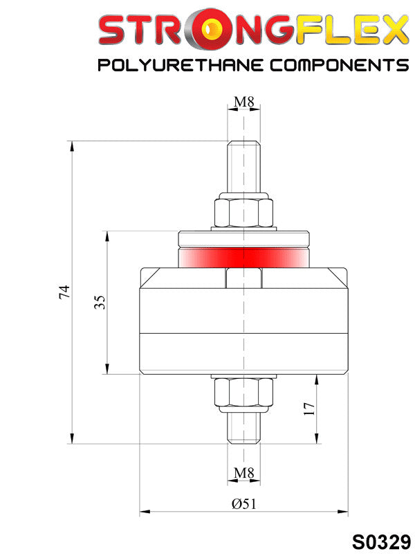 031929B Transmision mount Standard (Red) BMW Seria 1 I (04-13) E81 / E82 / E87 / E88
