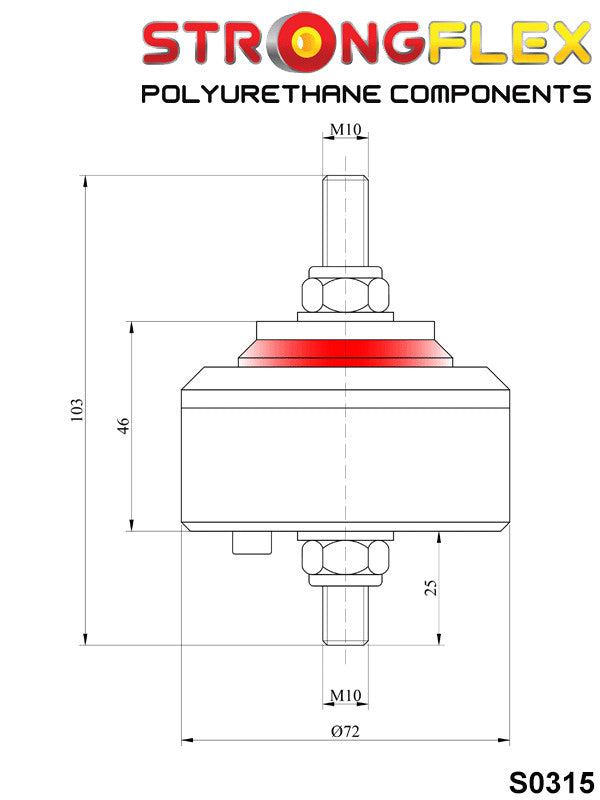 031761B Engine mount BMW E21 E30 E12 Standard (Red) BMW Seria 3 I (75-82) E21