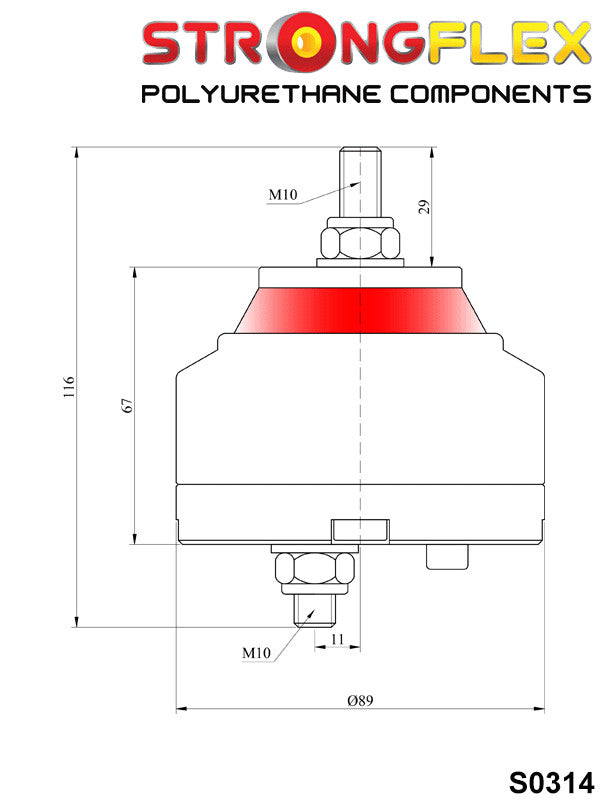 031762B Engine mount BMW E36 E46 E90 Z3 Z4 M3 Z3M Z4M Standard (Red) BMW Seria 3 III (90-99) E36