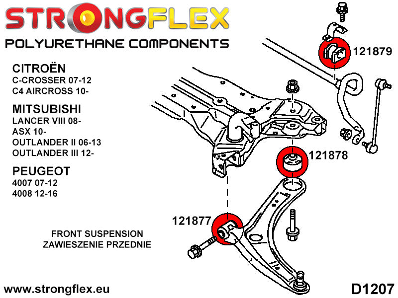 126146B Front suspension bush kit Standard (Red) Citroën C-Crosser (07-12)