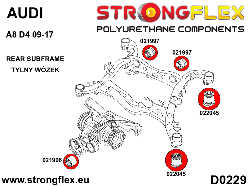 021997B Rear differential - rear bush Standard (Red) Porsche Macan (13-)