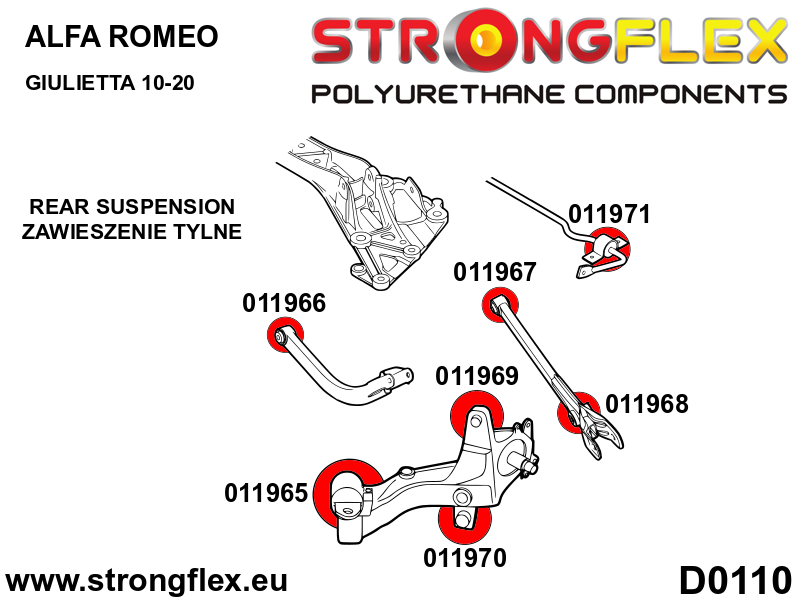 011969B Rear hub bush - upper Standard (Red) Alfa Romeo Giulietta III (10-20) type 940