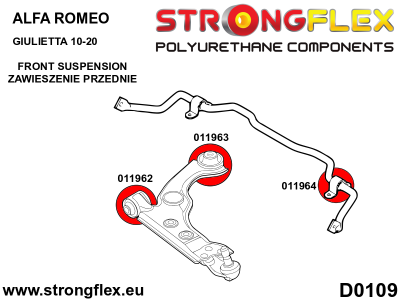 016249A Front suspension bush kit SPORT Sport (Yellow) Alfa Romeo Giulietta III (10-20) type 940