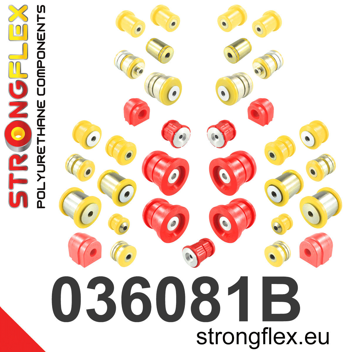 036081B Full suspension polyurethane bush kit Standard (Red) BMW Seria 7 V (08-15) F01 / F02