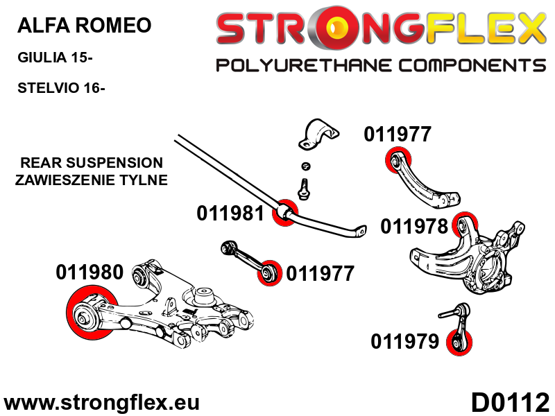 011977A Rear upper arm bush SPORT Sport (Yellow) Alfa Romeo Stelvio (16-)