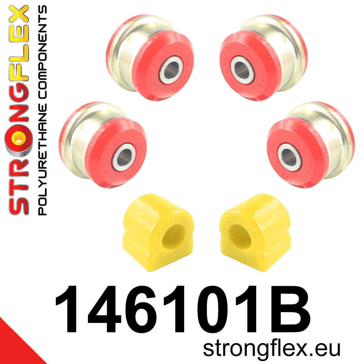 146101B Front suspension bush kit Standard (Red) Peugeot 207 (06-12)