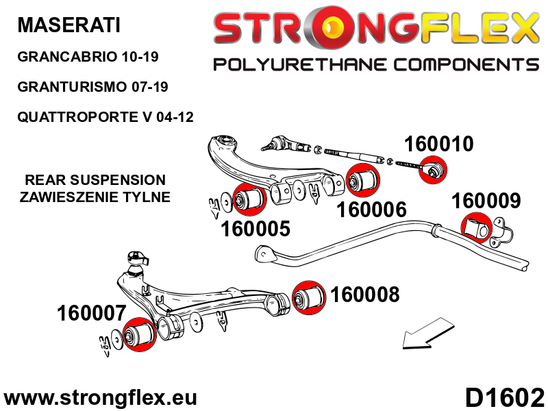 160009A Front / rear anti roll bar bush SPORT Sport (Yellow) Maserati GranCabrio (10-19)