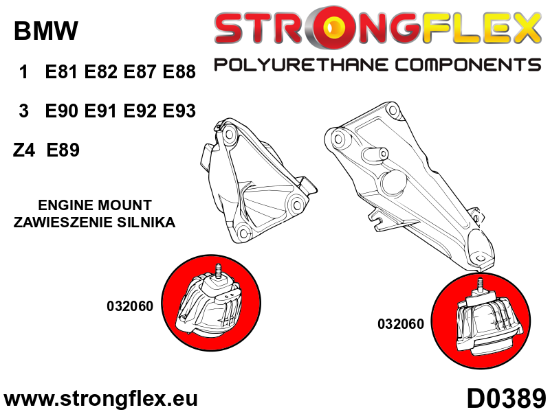 032060B Engine mount E90 E81 E84 E89 Standard (Red) BMW Seria 1 I (04-13) E81 / E82 / E87 / E88