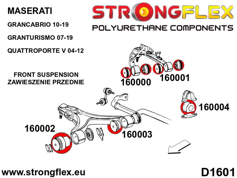 166101B Full suspension polyurethane bush kit Standard (Red) Maserati GranCabrio (10-19)