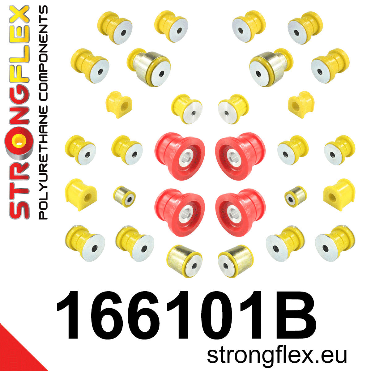 166101B Full suspension polyurethane bush kit Standard (Red) Maserati GranCabrio (10-19)