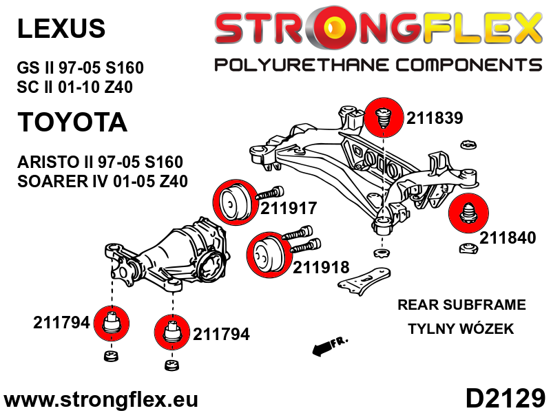 211839A Rear beam - front bush SPORT Sport (Yellow) Toyota Altezza I (99-05) XE10