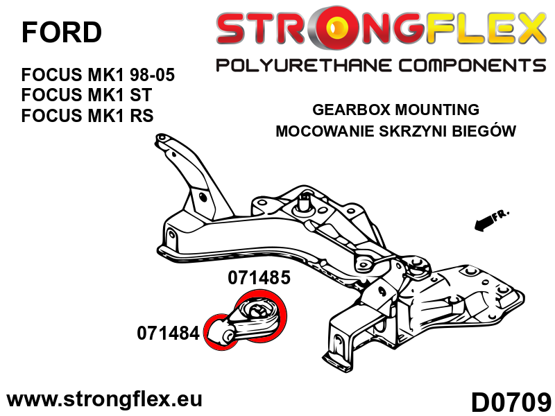 071484B Gearbox mount bushing Standard (Red) Ford Focus MK1 (98-05)