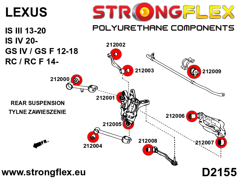 212007A Rear track control arm outer bush SPORT Sport (Yellow) Lexus IS / IS F III (13-20) XE30