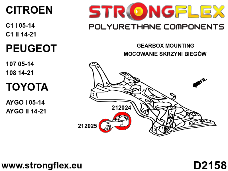 212025A Transmision mount SPORT Sport (Yellow) Citroën C1 I (05-14)