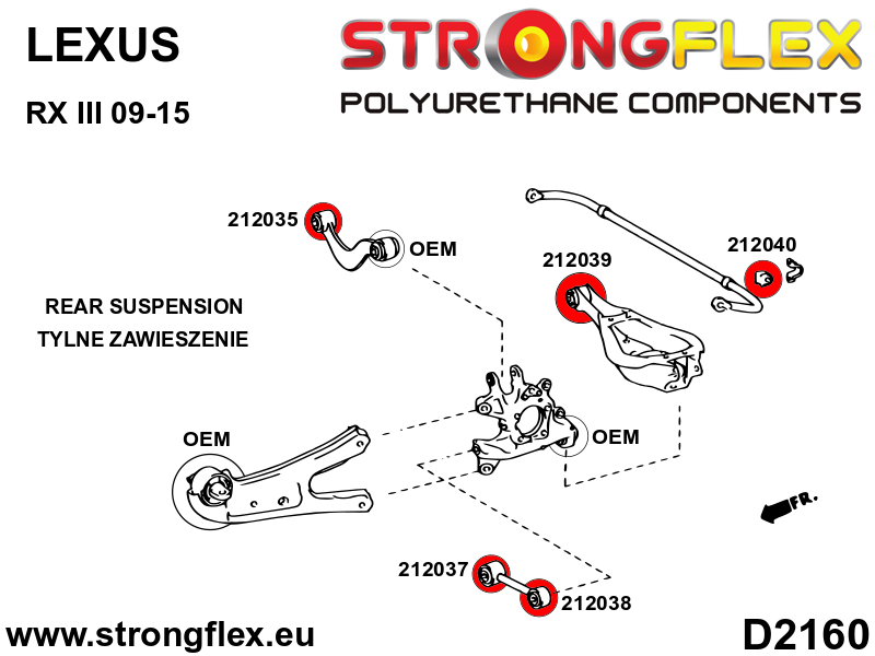 212040A Rear stabilizer bush SPORT Sport (Yellow) Lexus RX III (09-15)