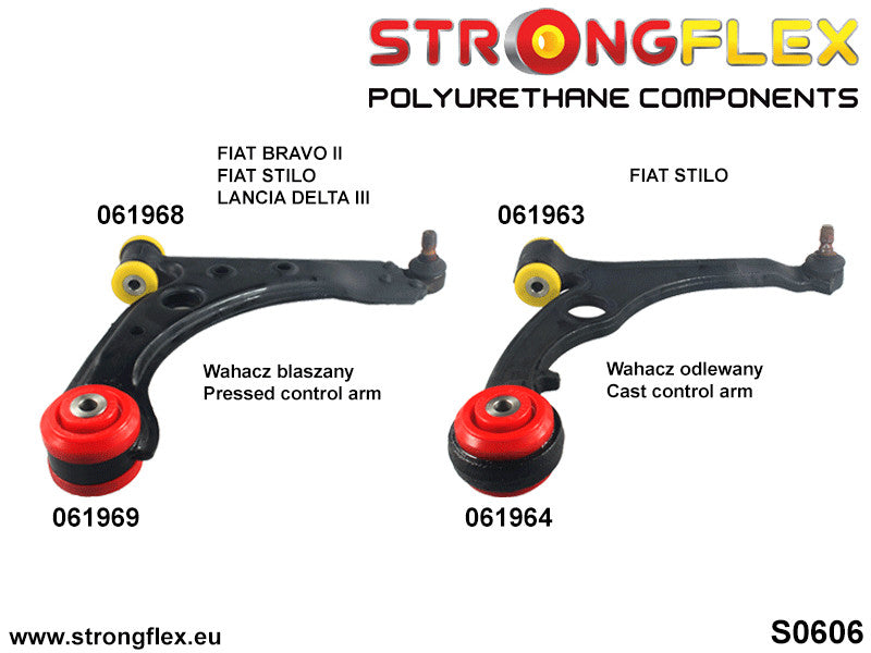061969B Front control arm – rear bush Standard (Red) Fiat Bravo Bravo II (07-14)
