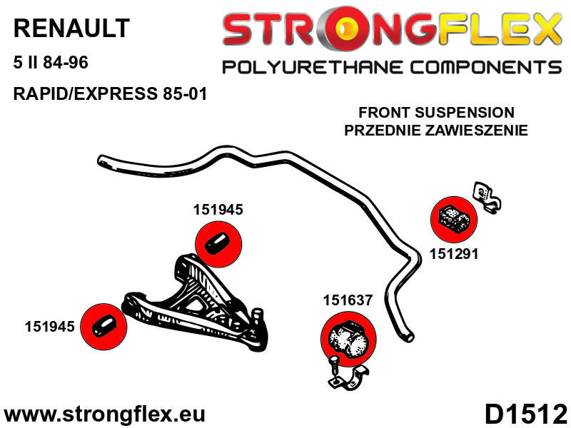 151291A Front anti roll bar bush SPORT Sport (Yellow) Renault 19 (93-01)