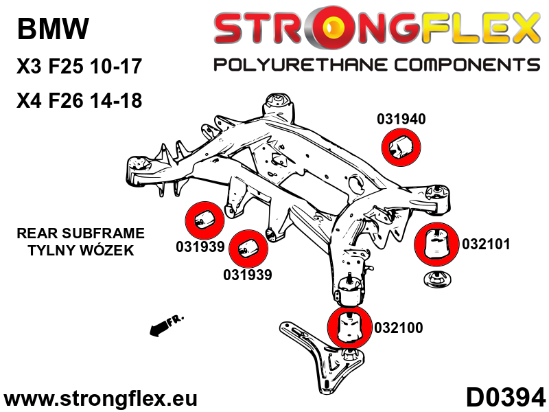032100B Rear subframe – front bush Standard (Red) BMW X3 II (10-17) F25