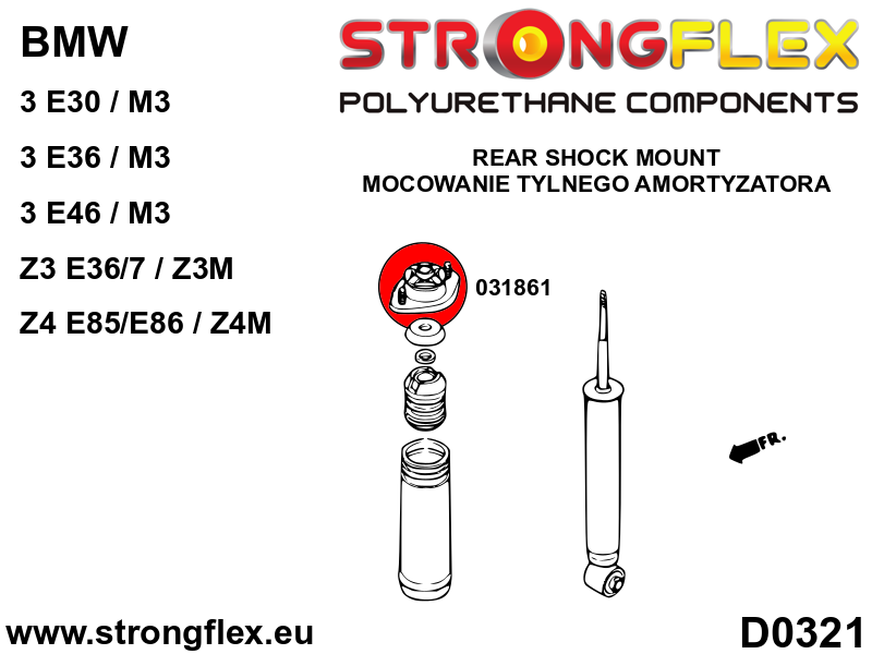 031861A Rear shock mount SPORT Sport (Yellow) BMW Seria 3 II (82-91) E30