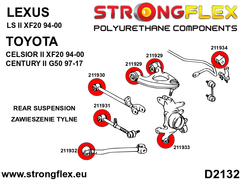 211933A Rear trailing arm – rear bush SPORT Sport (Yellow) Lexus LS I (89-94) XF10