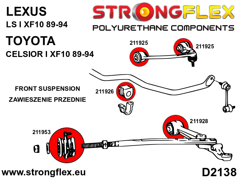 216258A Front suspension bush kit SPORT Sport (Yellow) Lexus LS I (89-94) XF10