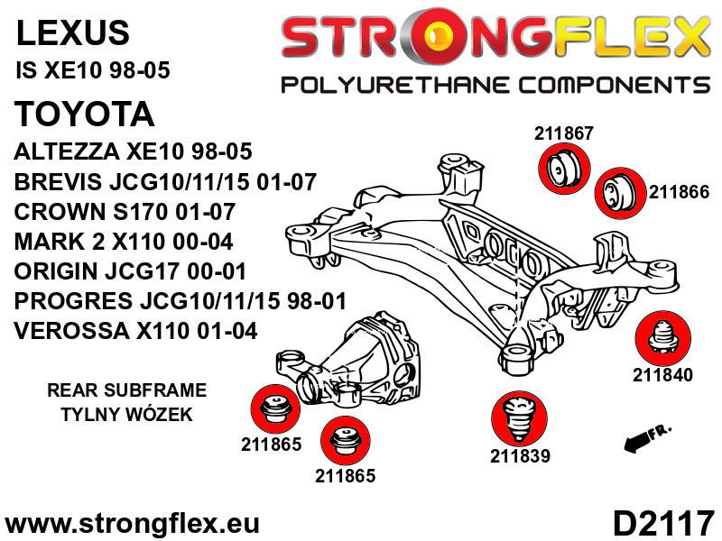 211839A Rear beam - front bush SPORT Sport (Yellow) Toyota Altezza I (99-05) XE10