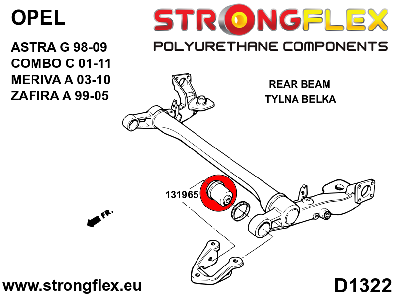 136227B Full suspension polyurethane bush kit Standard (Red) Opel / Vauxhall Astra G (98-04)