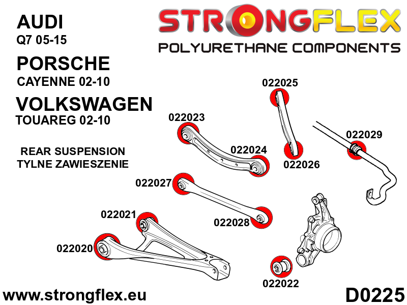 026258A Full suspension polyurethane bush kit SPORT Sport (Yellow) Audi Q7 / SQ7 4L (05-15)