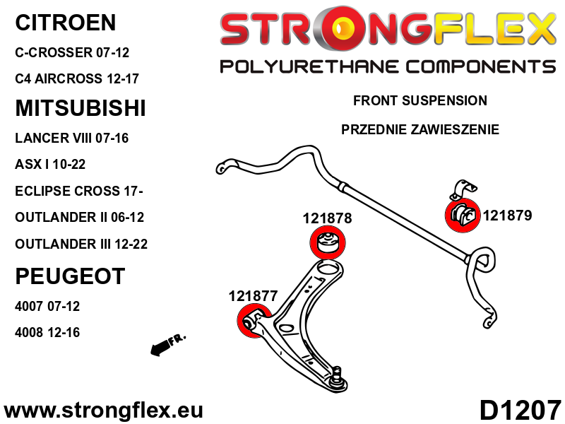 126148B Full suspension polyurethane bush kit Standard (Red) Citroën C-Crosser (07-12)