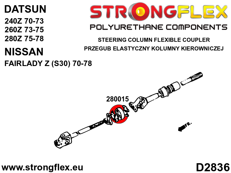 280015A Steering column flexible coupler SPORT Sport (Yellow) Datsun 240/260/280Z (70-78)