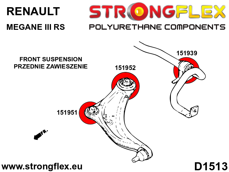 151939B Front anti roll bar bush Standard (Red) Renault Scenic III (09-16)