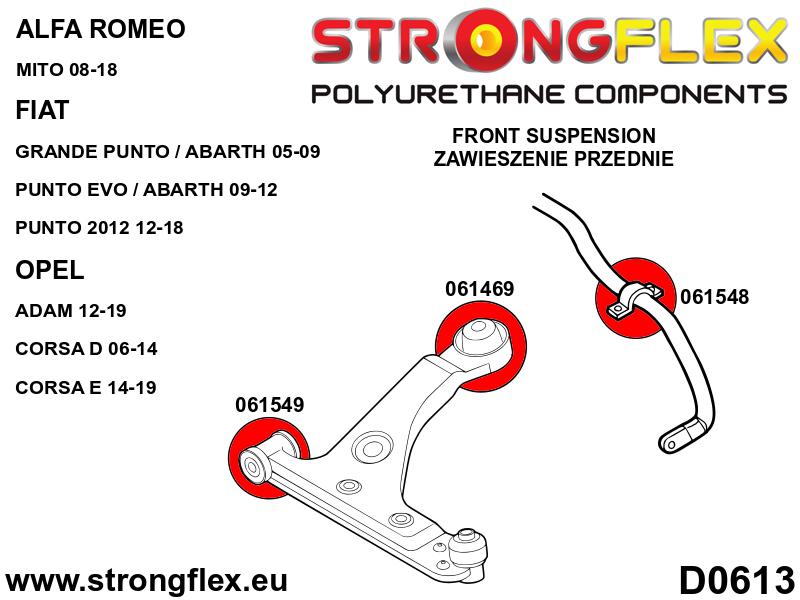 061548B Front anti roll bar Standard (Red) Alfa Romeo Mito (08-18) type 955