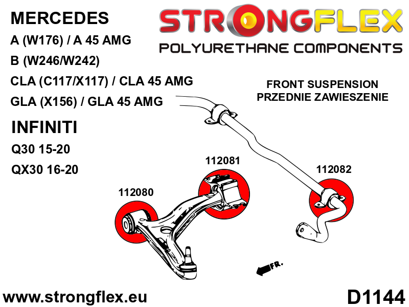 116291A Full suspension polyurethane bush kit SPORT Sport (Yellow) Mercedes Klasa A III (12-17) W176