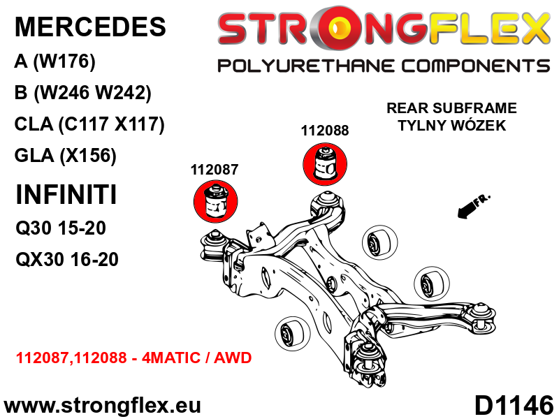 116291B Full suspension polyurethane bush kit Standard (Red) Mercedes Klasa A III (12-17) W176